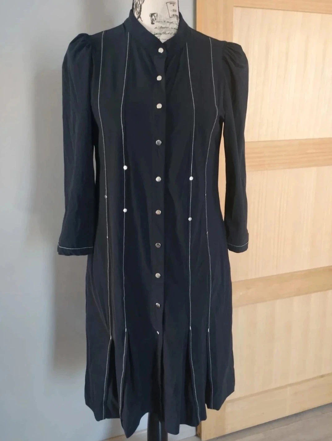 Vestido longo azul marinho com botões, Indies, T38 – photo 2
